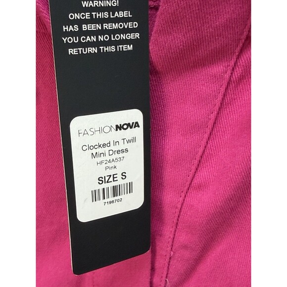 Fashion Nova Women’s Mini Dress Clocked Hot Pink 100% Cotton Sz S New - Picture 14 of 16
